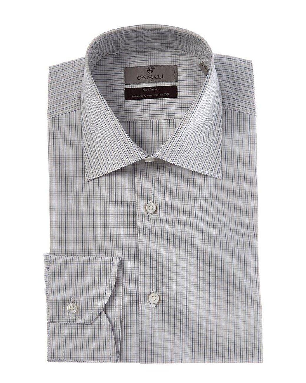 Canali Gray Silk-Blend Dress Shirt for men