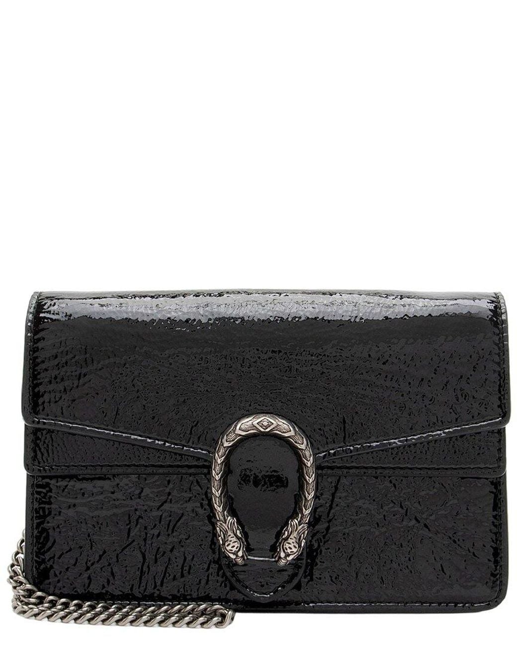 Gucci Black Crinkled Patent Leather Dionysus Mini Shoulder Bag (authentic Pre- Loved)
