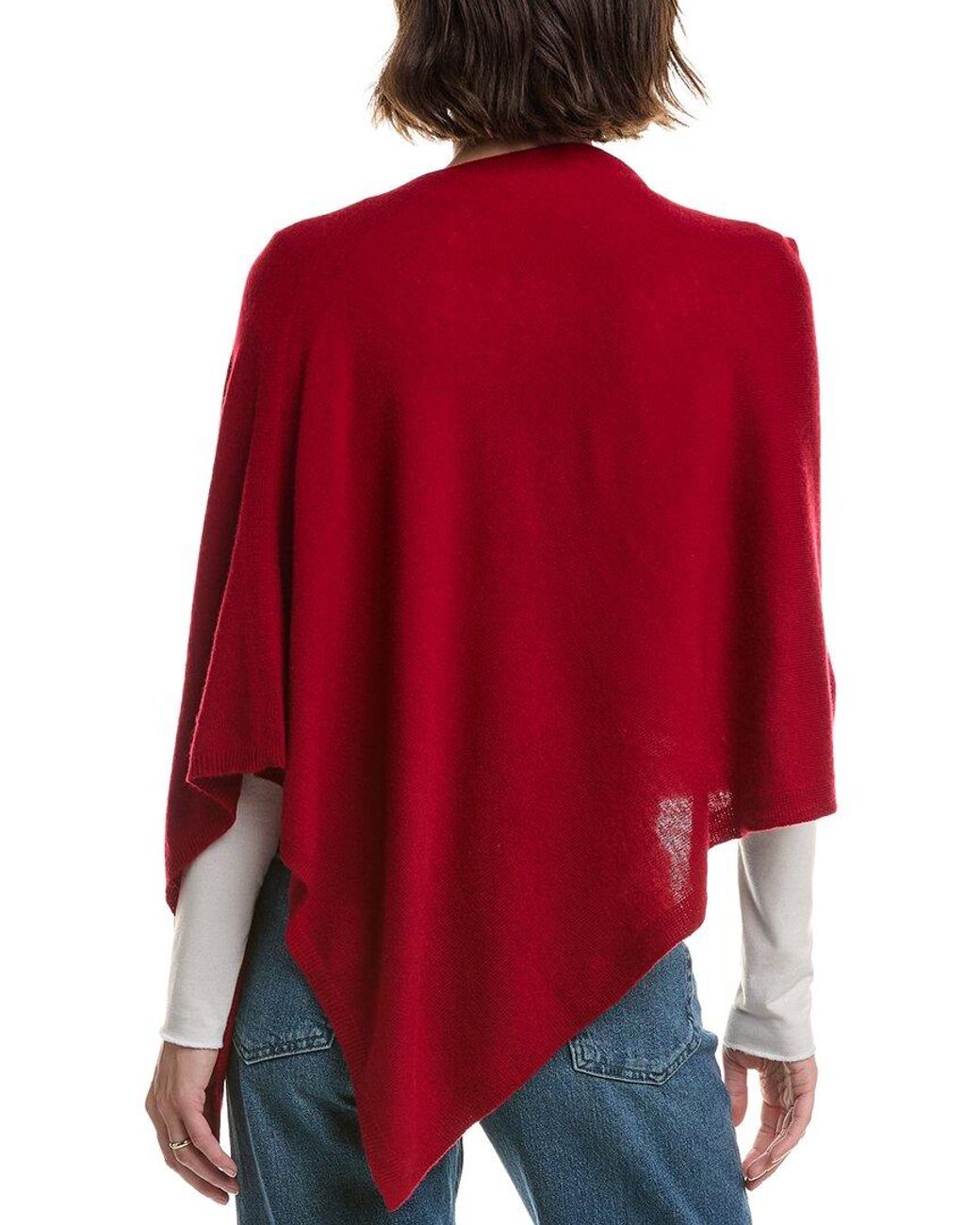 Sofiacashmere Red Sofiacashmere Jersey Solid Wool & Cashmere-Blend Poncho