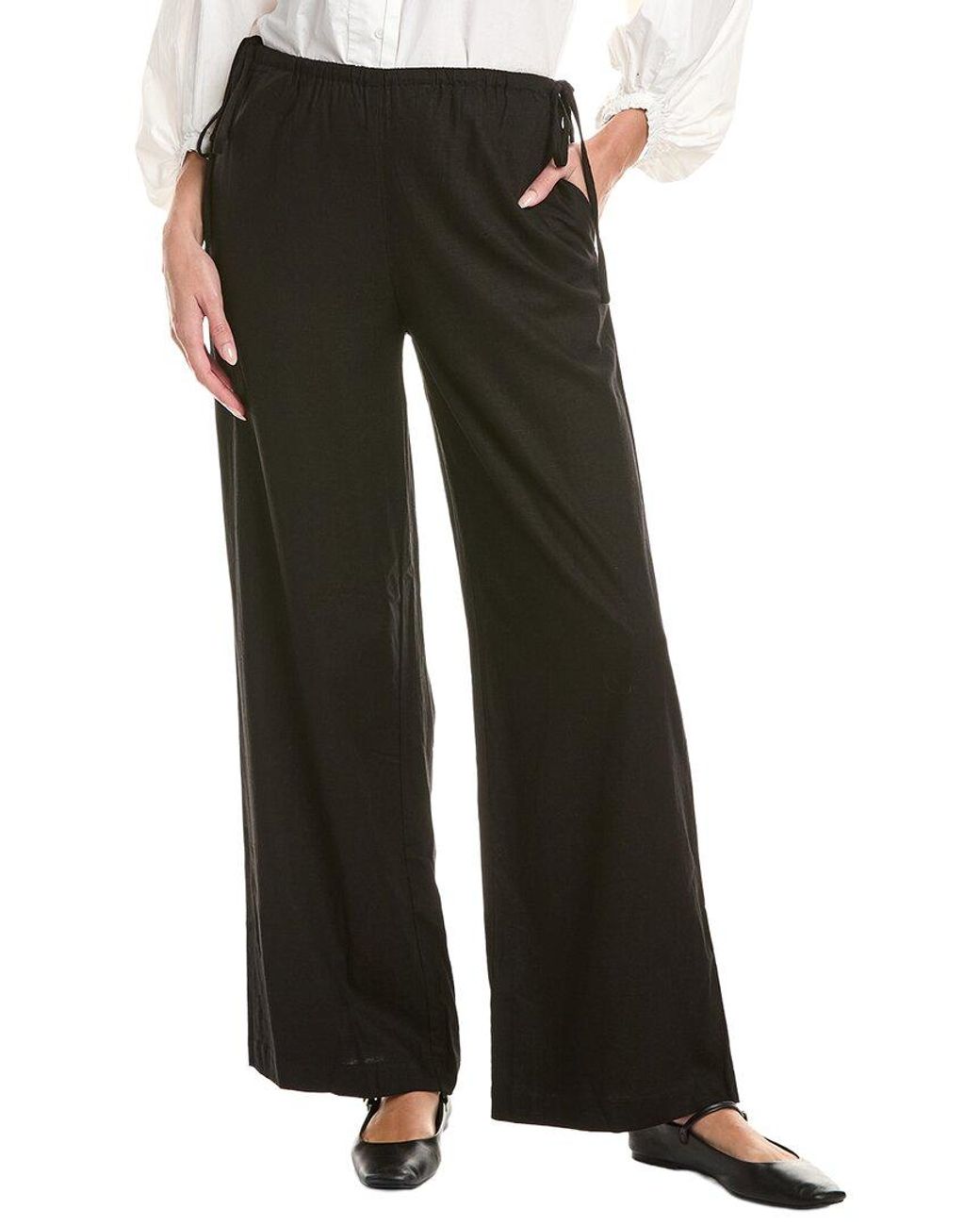 Nia Black Alejo Linen-Blend Pant