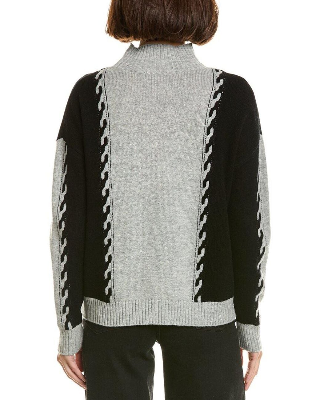 InCashmere Black Mock Neck Wool & Cashmere-Blend Pullover