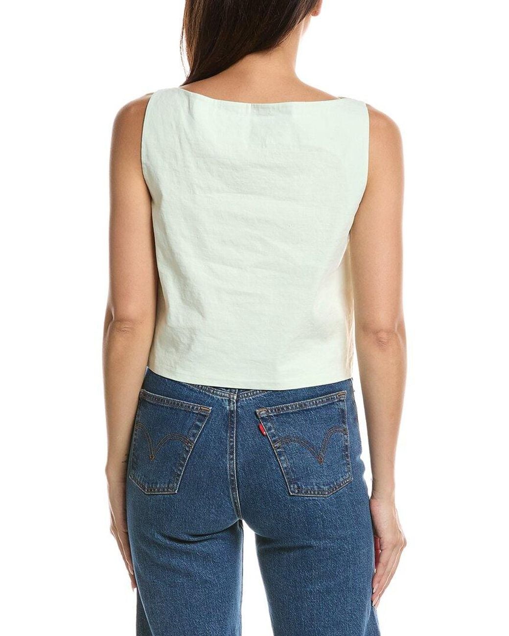 Theory Blue Linen-Blend Bateau Top