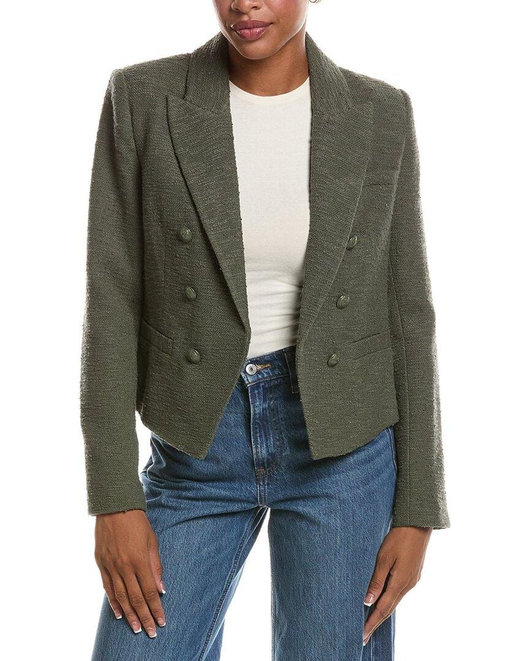 L'Agence Green Brooke Crop Blazer