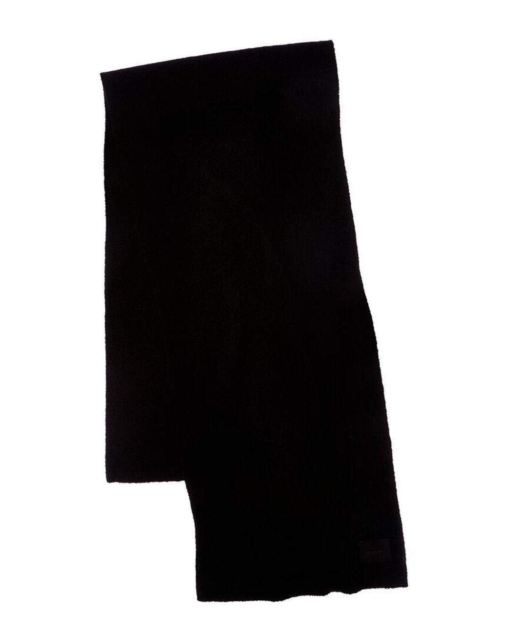 Vince Black Double-Face Solid Leather-Trim Wool & Cashmere-Blend Scarf