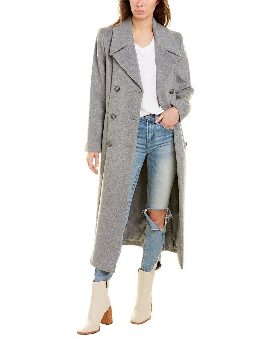 kenneth cole houndstooth wool blend knit coat
