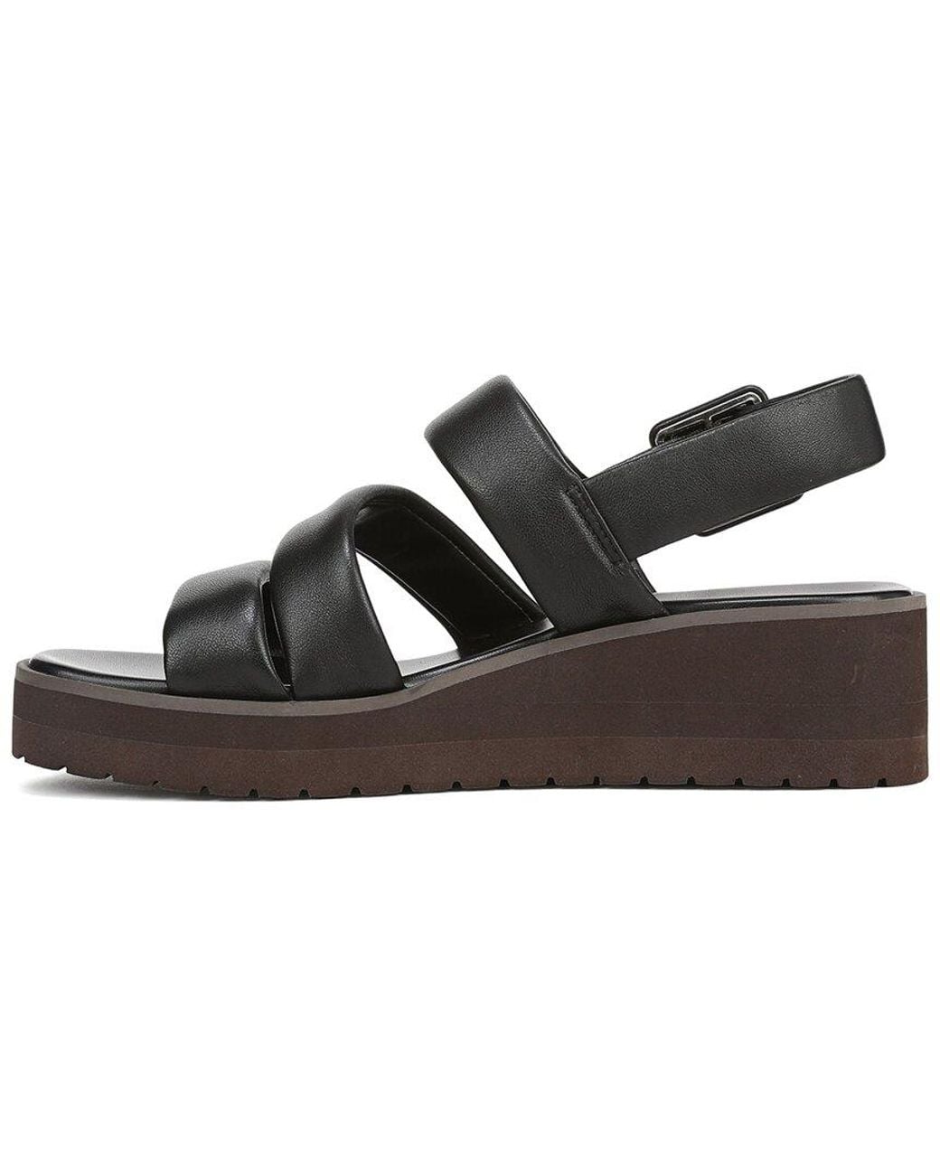 Vince Black Skylar Leather Wedge Sandal