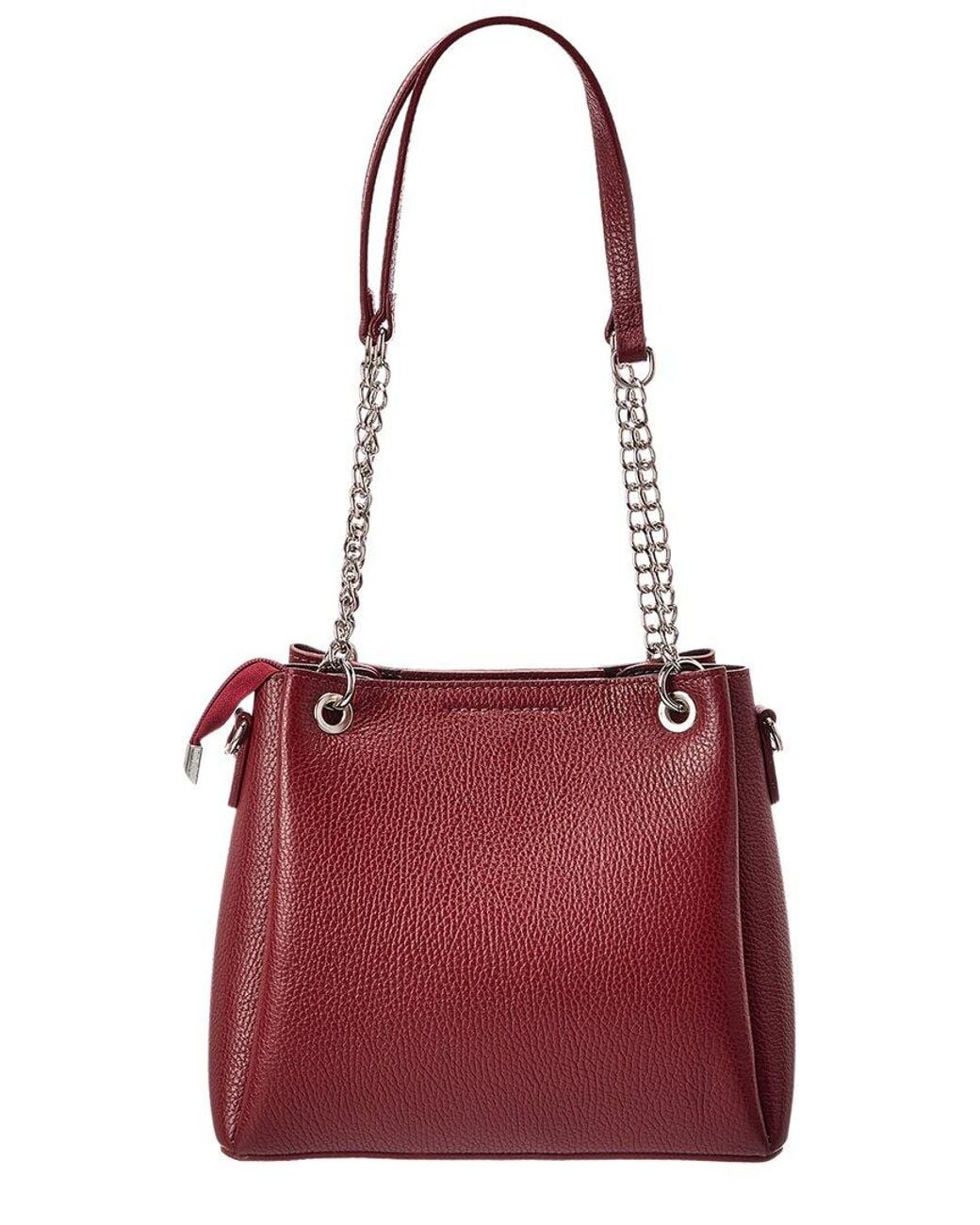 Italian Leather Red Top Handle Tote