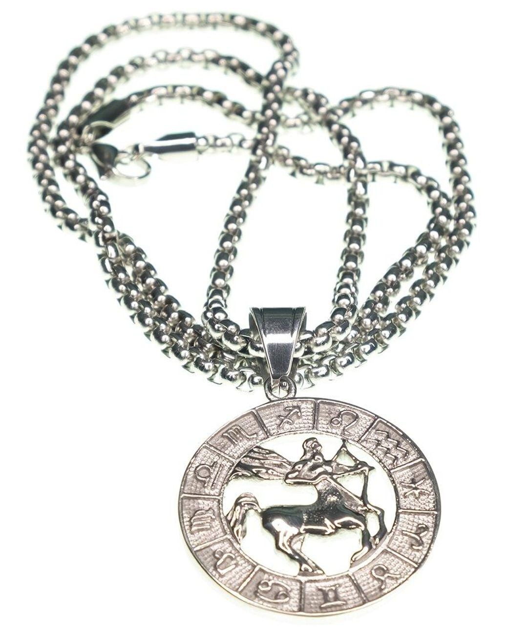 jean claude Metallic Dell Arte Stainless Steel Sagittarius Pendant Necklace for men