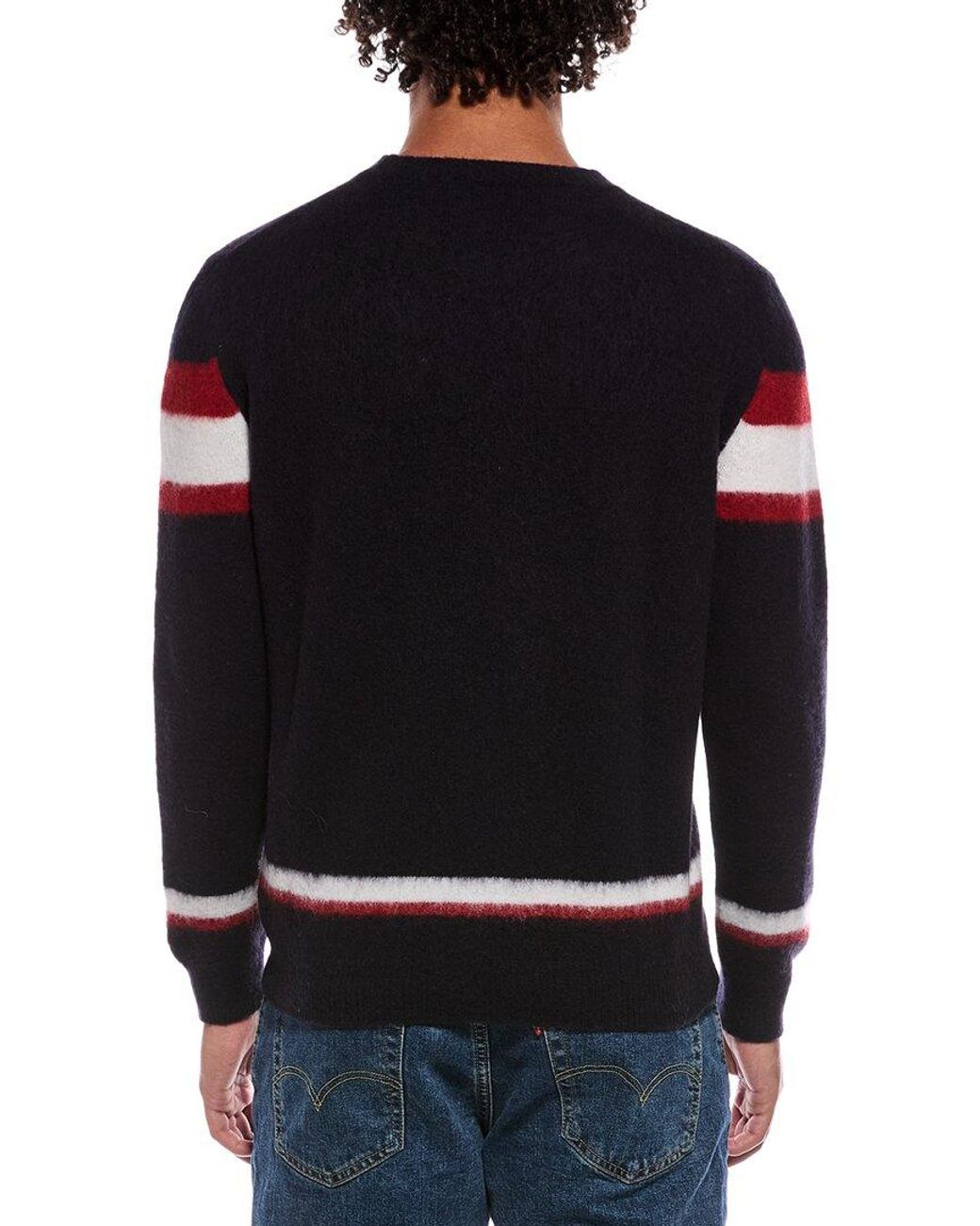 Slowear Blue Zanone Virgin Wool Stripe Crewneck Sweater for men