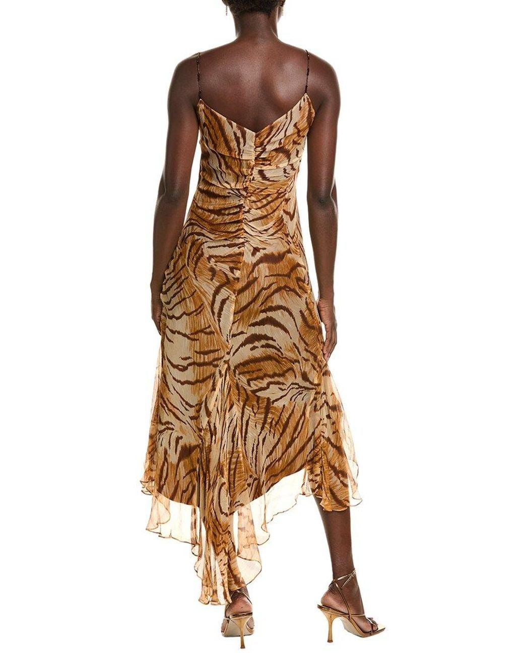 Issue New York Brown Silk Midi Dress