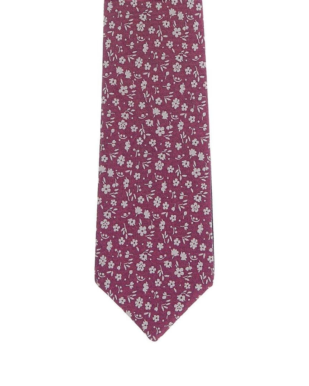 Canali Purple Floral/ Dots Reversible Silk Tie for men