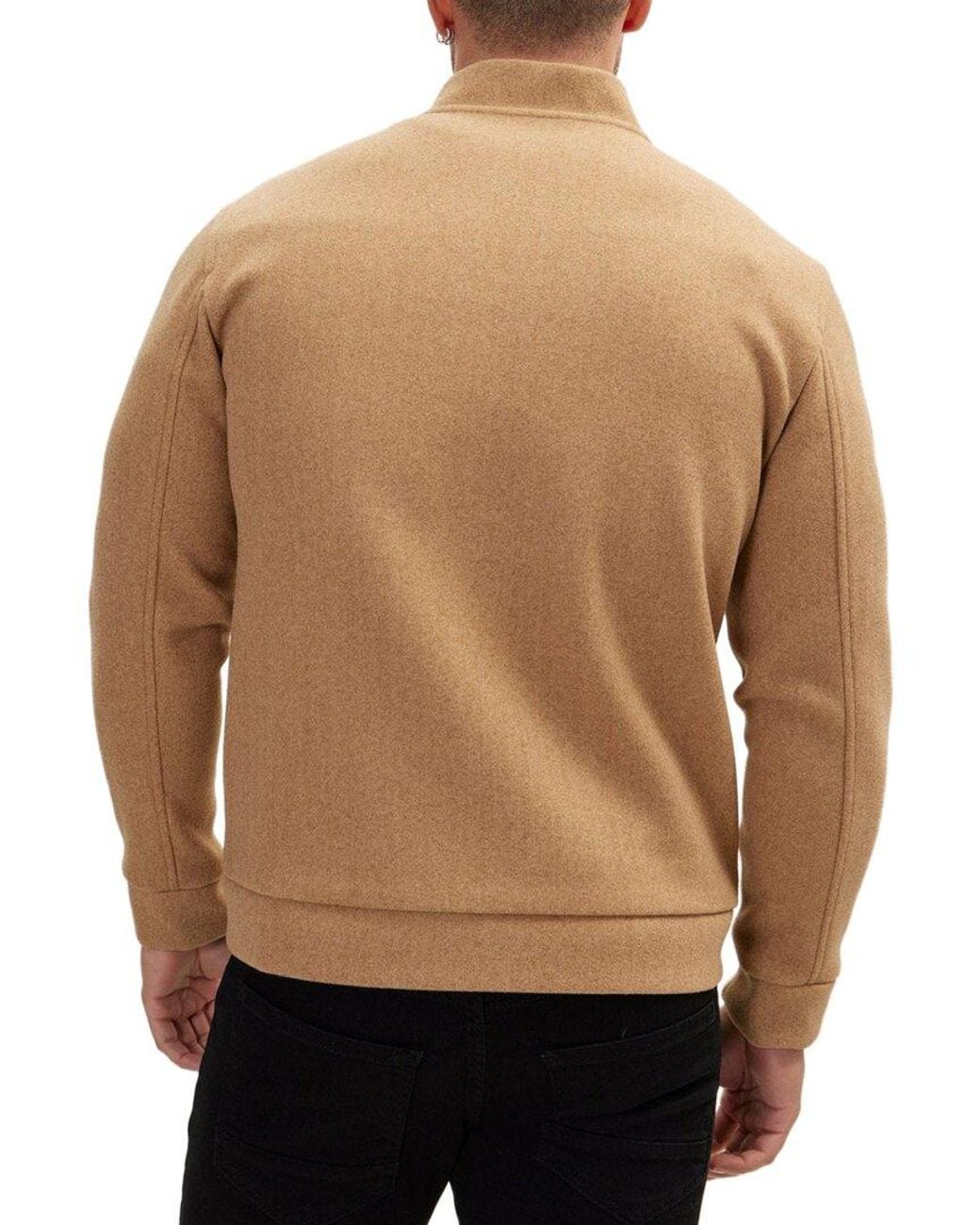 Ron Tomson Black Relaxed Unlined Varsity Zipper Jacket for men