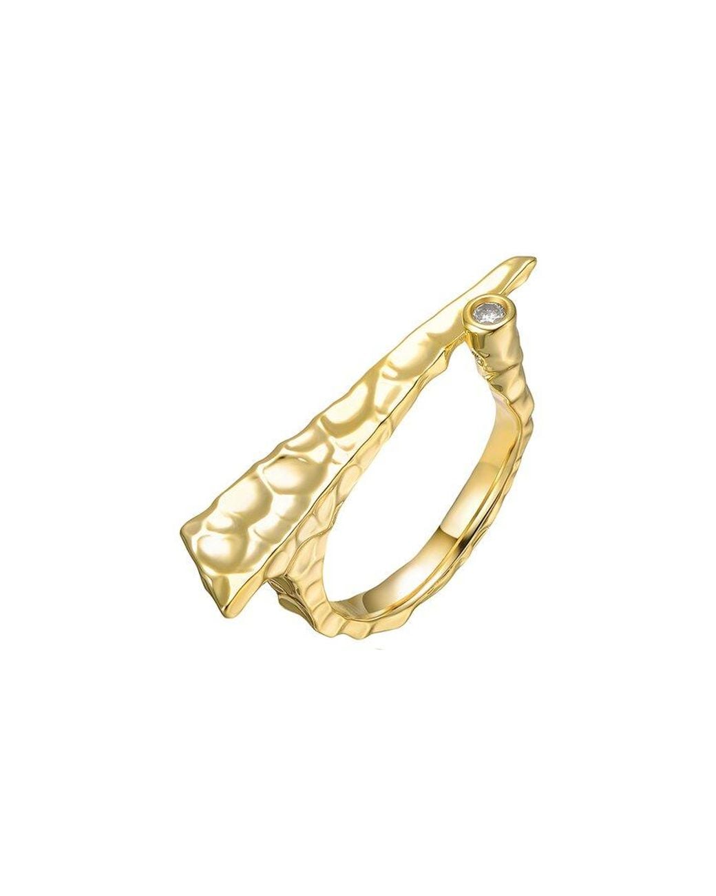Rachel Glauber Metallic 14K Plated Cz Textured Ring