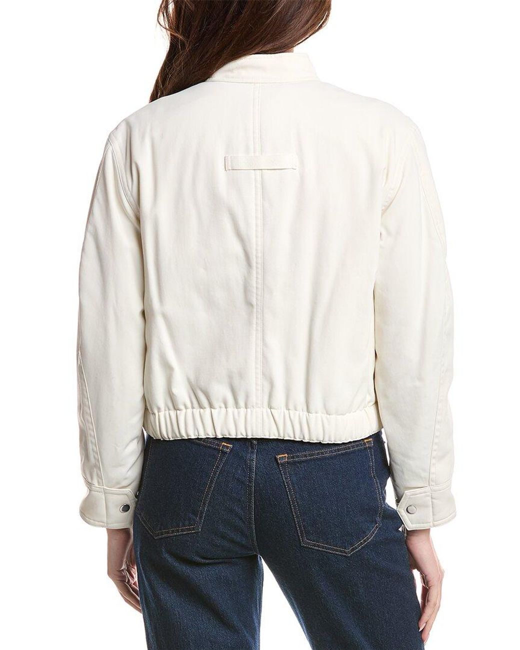 Vince White Cropped Bomber Jacket