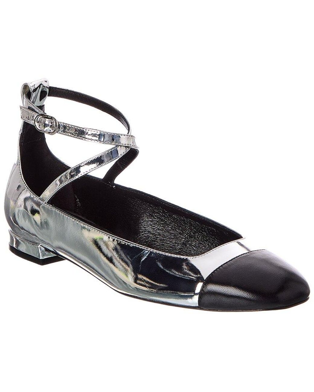 Stuart Weitzman Metallic Eden Strap Leather Flat