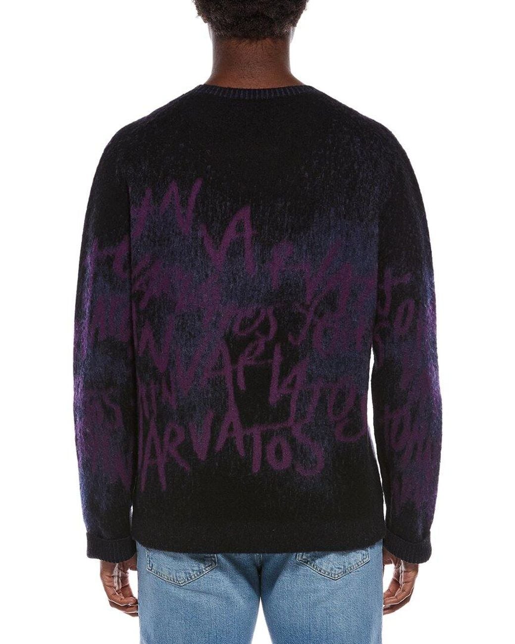 John Varvatos Blue Vinheta Wool & Cashmere-Blend Crewneck Sweater for men