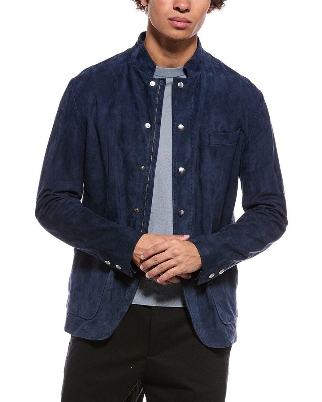 Eleventy Blue Suede Shirt Jacket for men