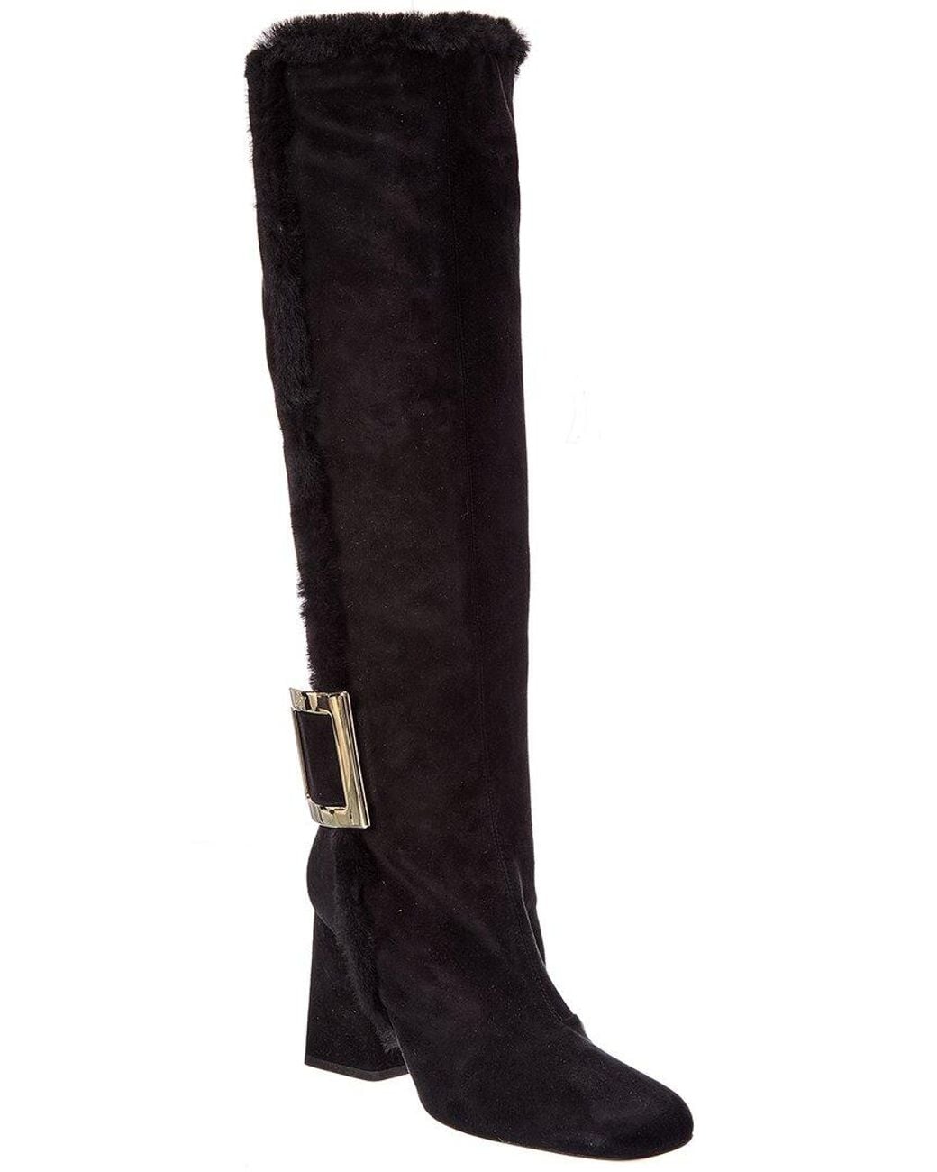 Roger Vivier Black Suede Knee-High Boot