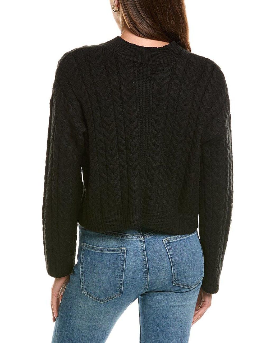 525 America Black Cable High V-Neck Pullover