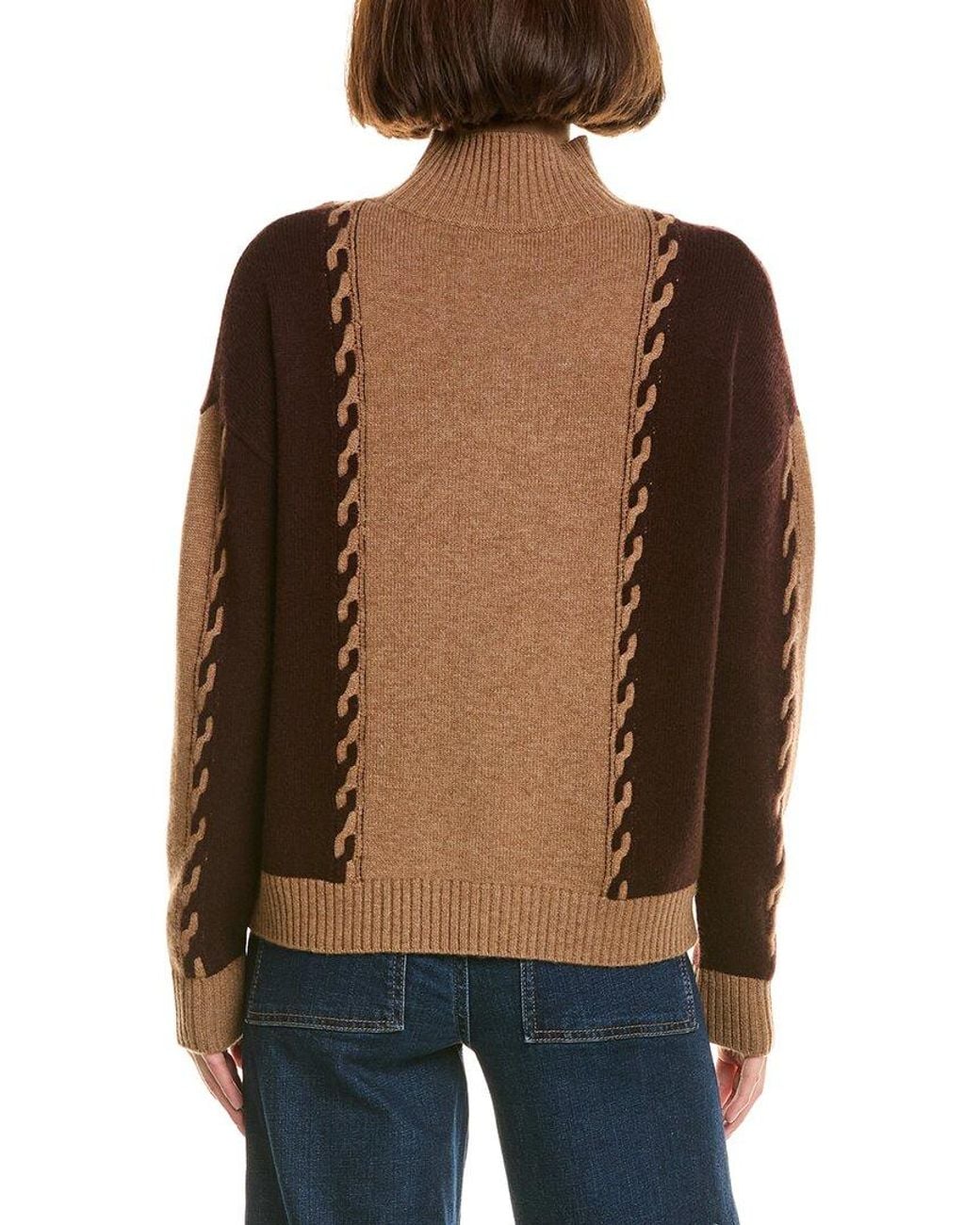 InCashmere Brown Mock Neck Wool & Cashmere-Blend Pullover