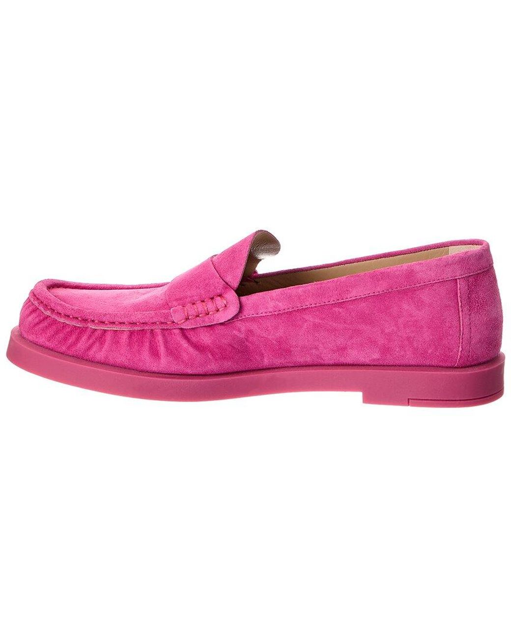 Stuart Weitzman Pink Blake Suede Loafer