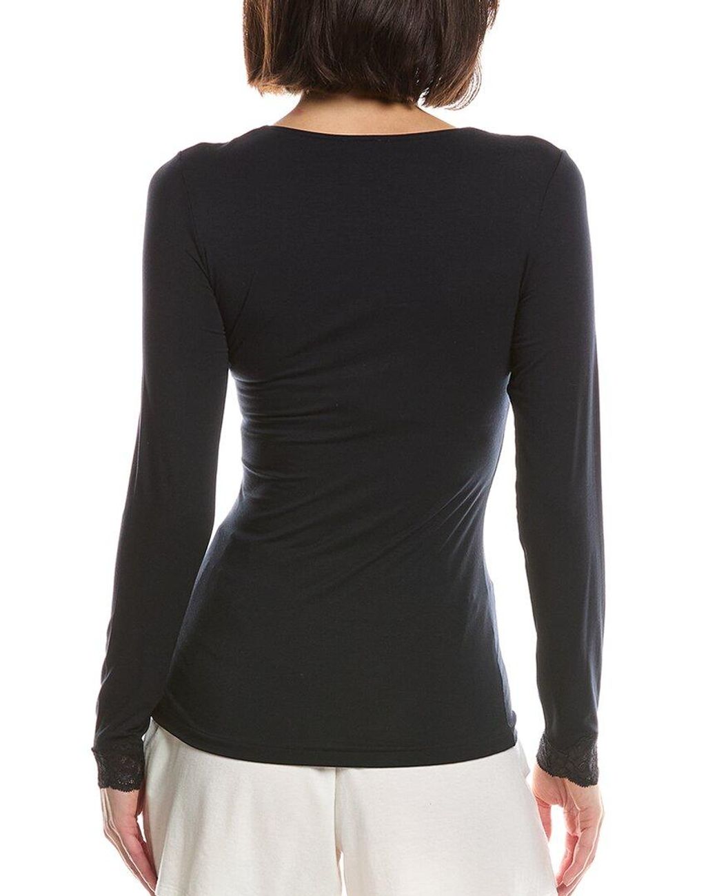 Hanro Black Dana V-Neck Top