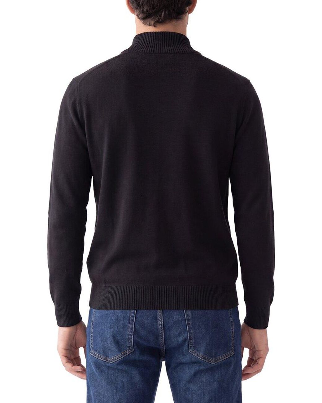 Forte Black Cashmere 100% Cashmere Mock Neck 1/4-Zip 100% Cashmere Sweater for men