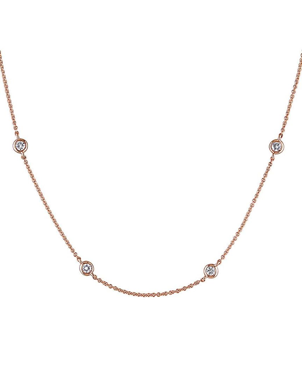Diamond Select Cuts Natural 14K Rose 0.75 Ct. Tw. Diamond Station Necklace