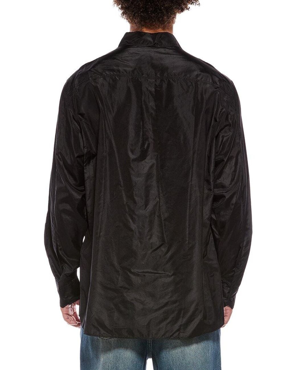 Valentino Black Camicia Maniche Lunghe Button Front Silk Shirt for men