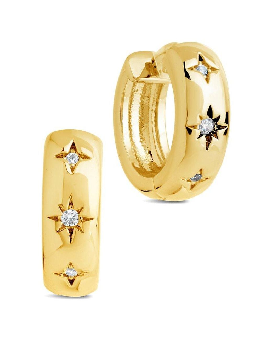 Sterling Forever Metallic Cz Harmoni Hoop Earrings