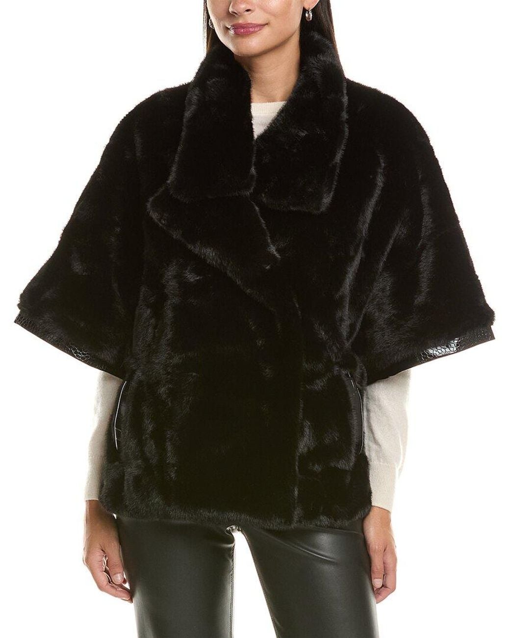 La Fiorentina Black Faux Fur Jacket