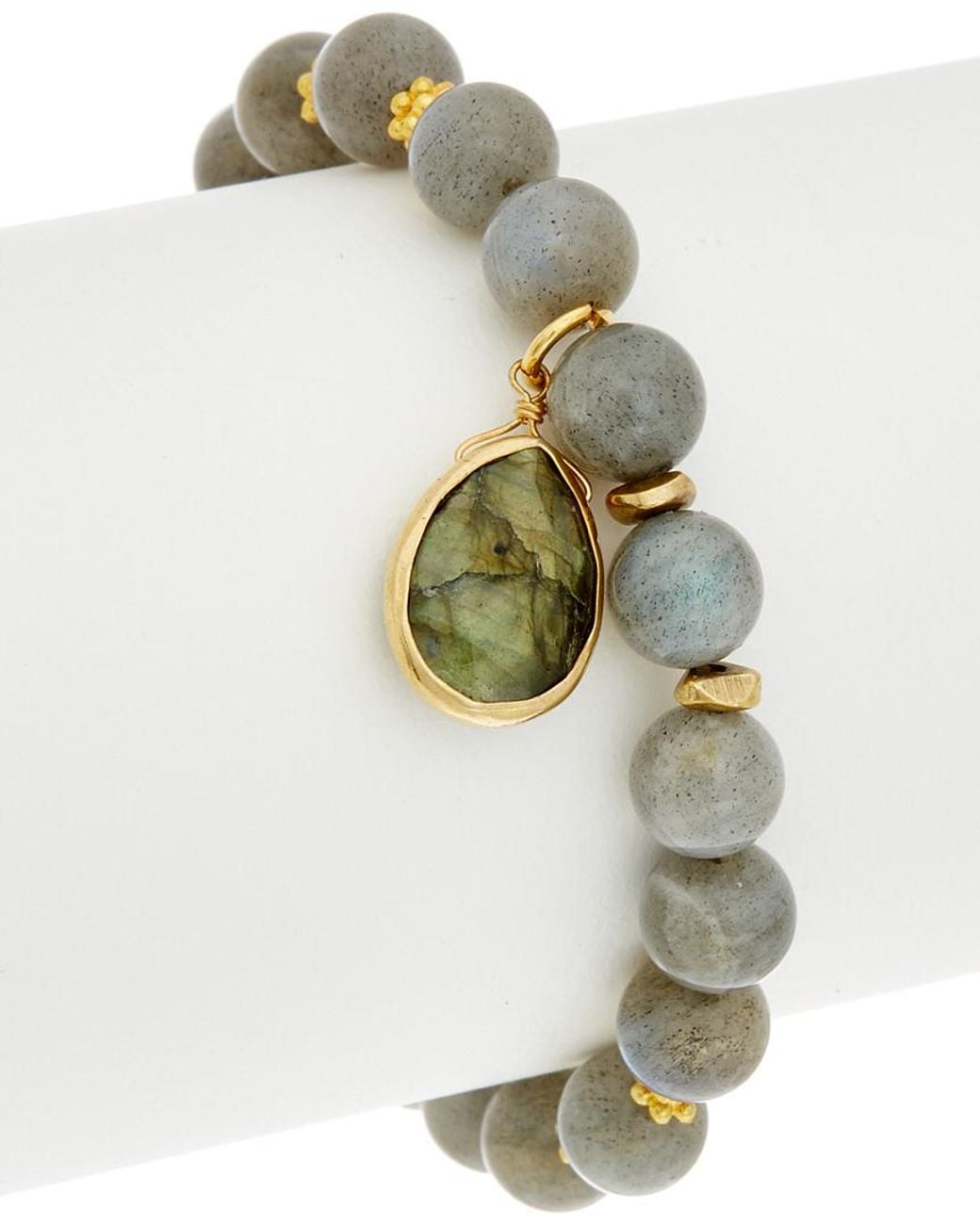 Rachel Reinhardt Jewelry Gray 14k Over Silver Labradorite Stretch Bracelet
