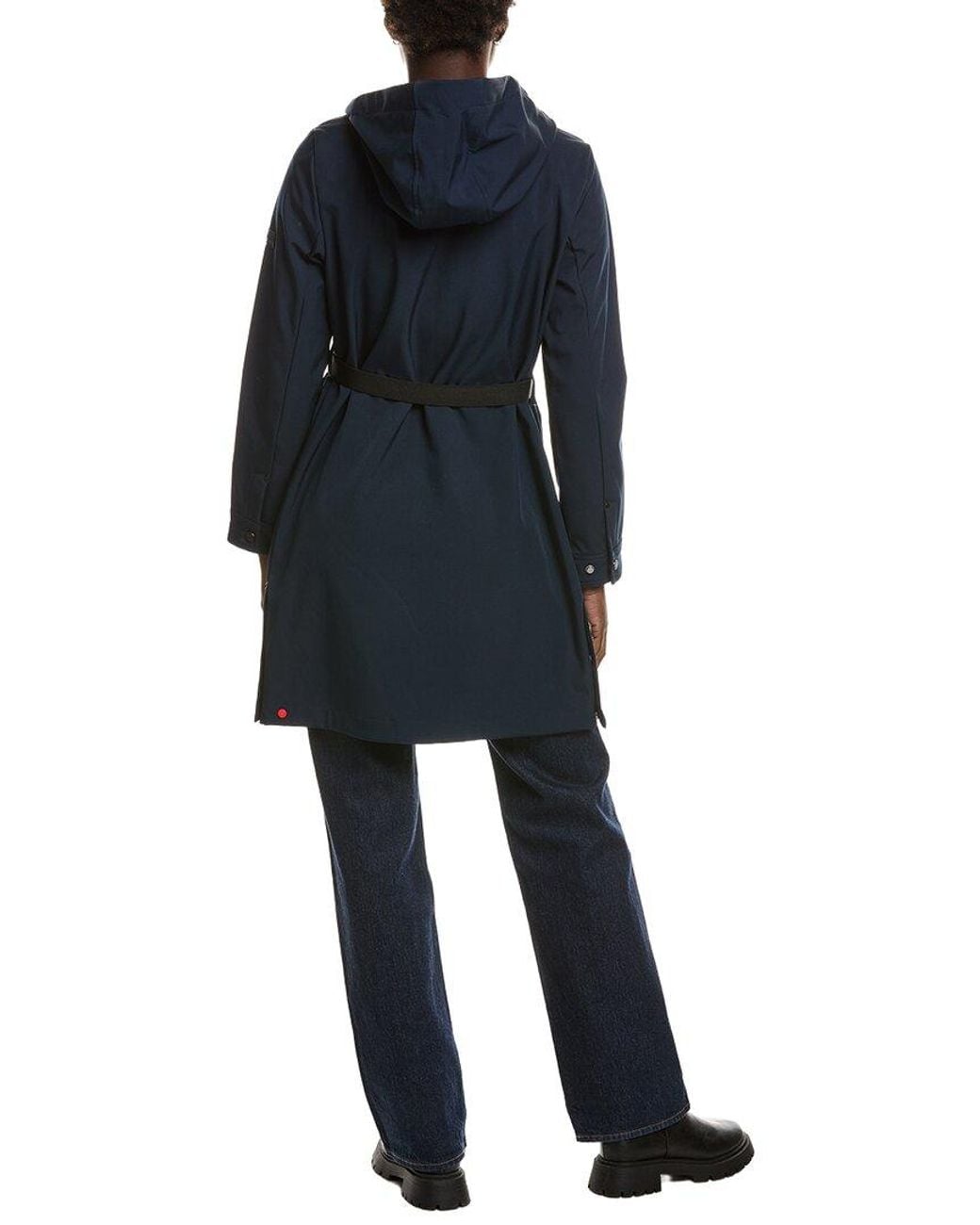 Hunter Blue Reina Softshell Mid-Length Novelty Belt Coat