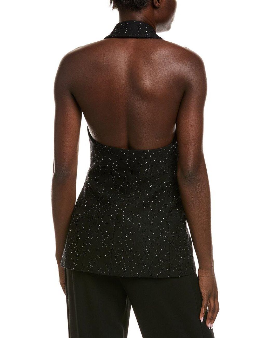 Michael Kors Black Sequin Wool Halter Jacket