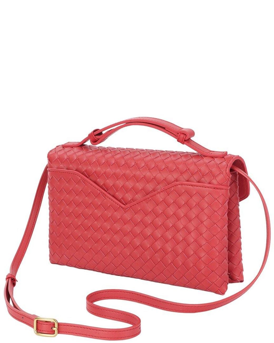 Tiffany & Fred Paris Red Intrecciato Leather Shoulder Bag