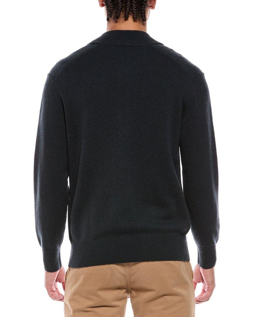 N.Peal Cashmere Blue 100% Cashmere Mock Neck Cardigan for men