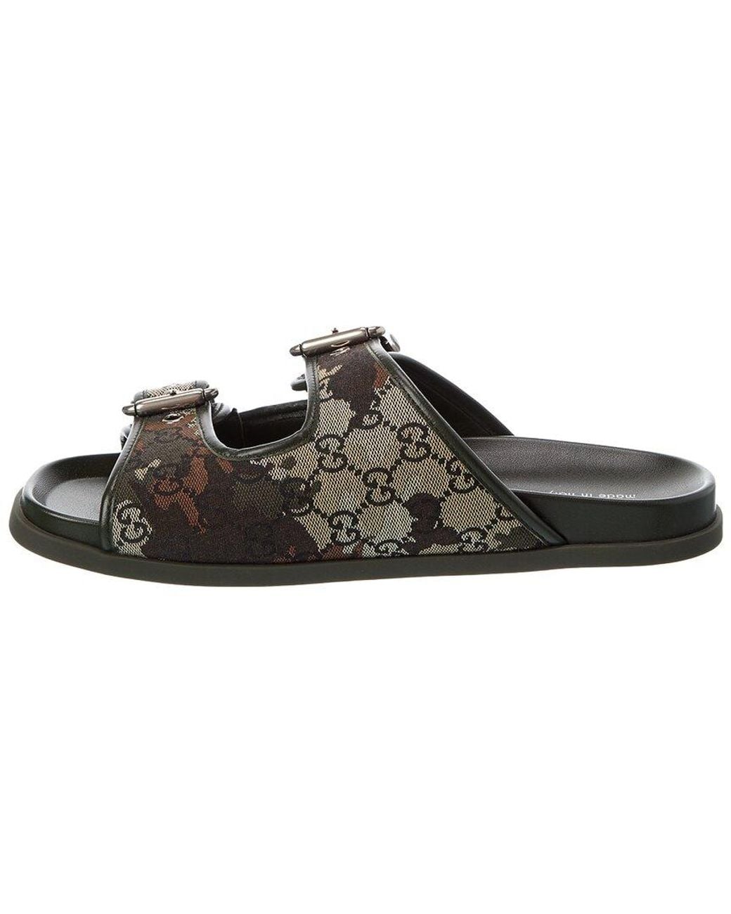 Gucci Brown Gg Canvas & Leather Sandal for men