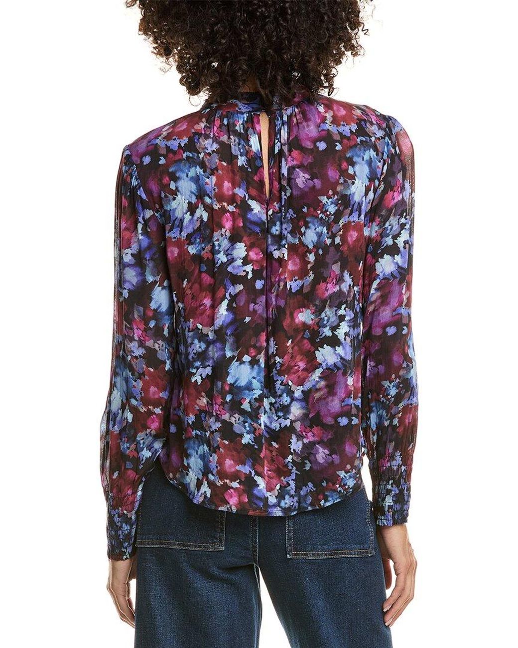 Bella Dahl Blue Mock Neck Blouse