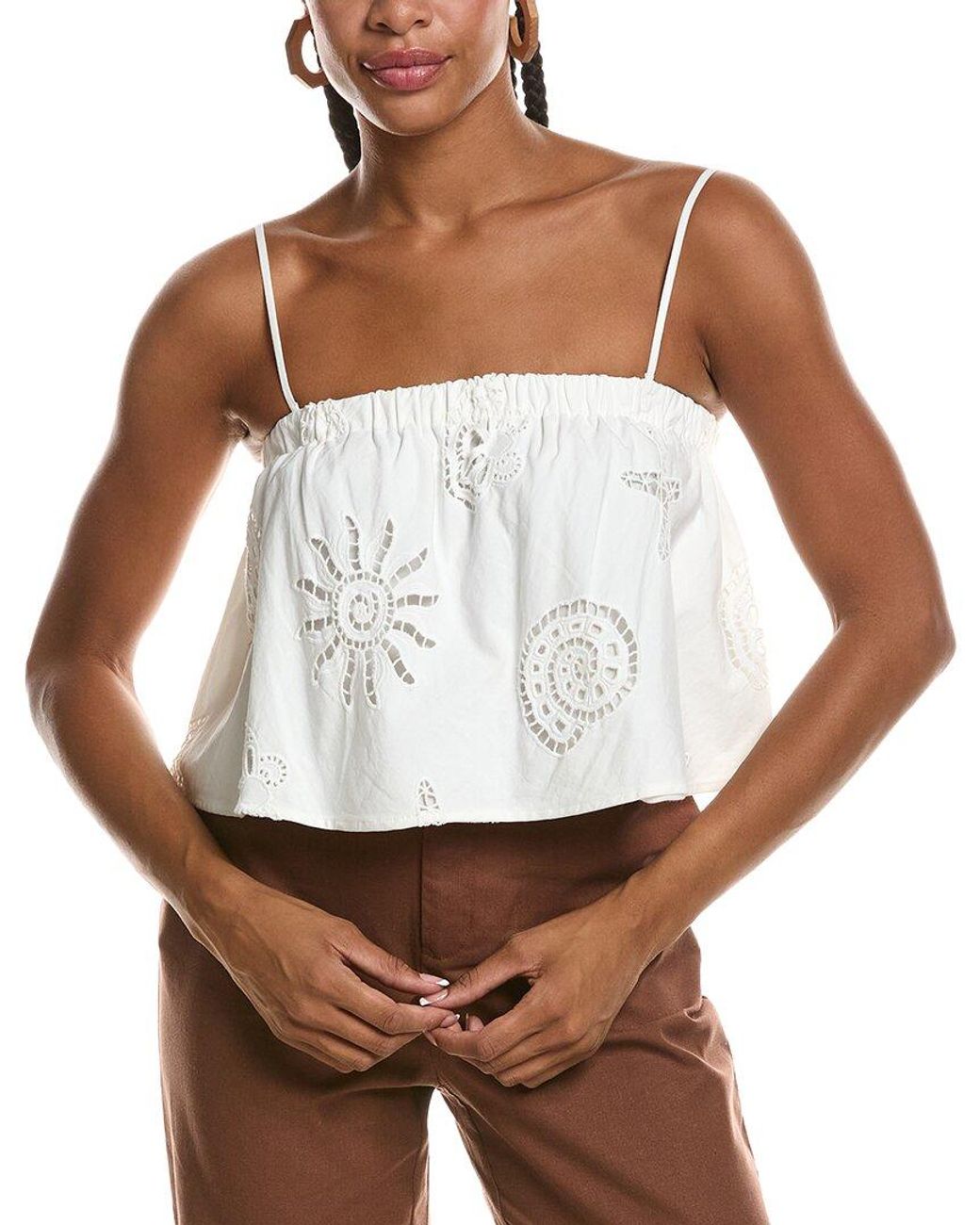 Seraphin White Embroidered Lace Top