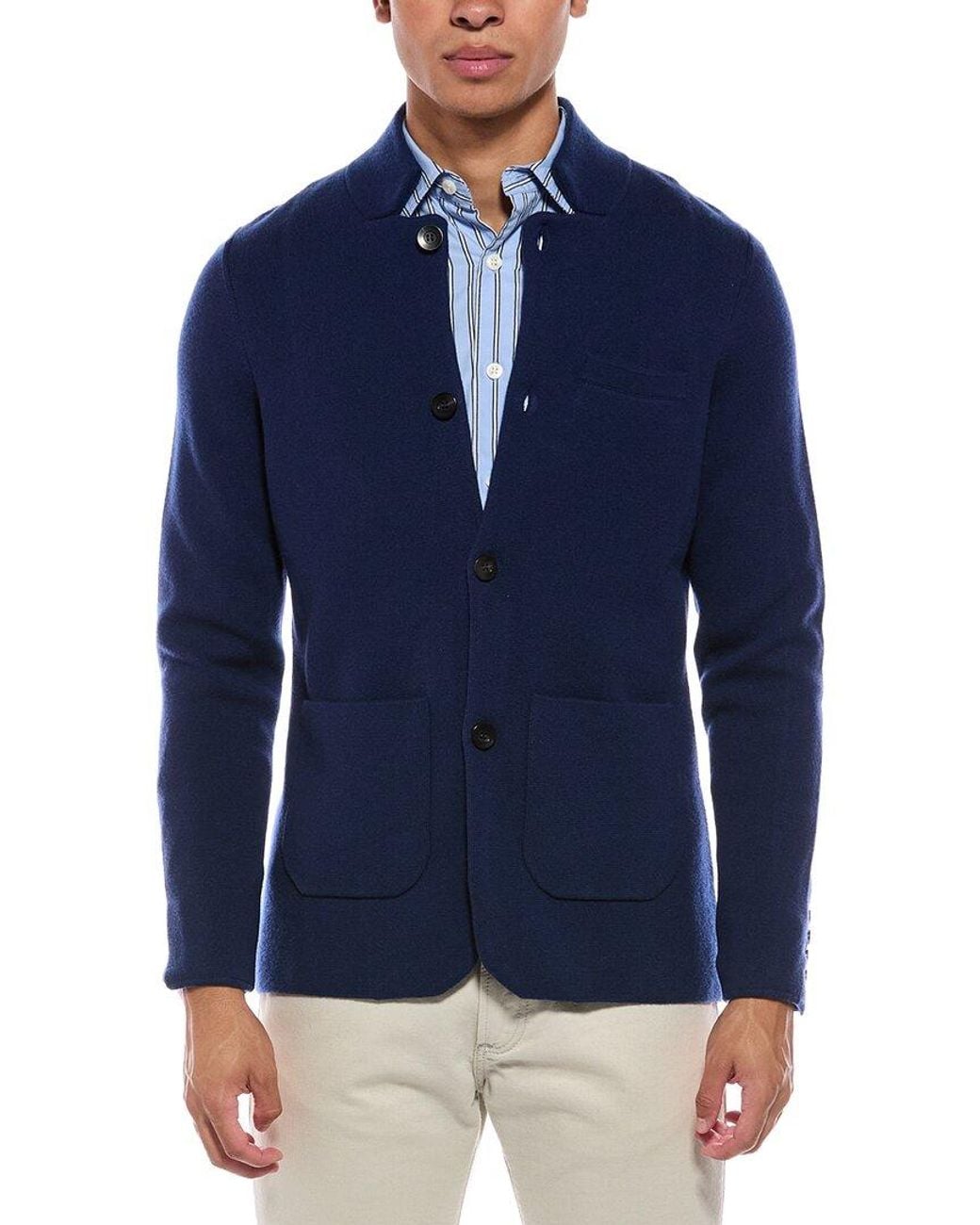 N.Peal Cashmere Blue Grosvenor Milano Cashmere Jacket for men