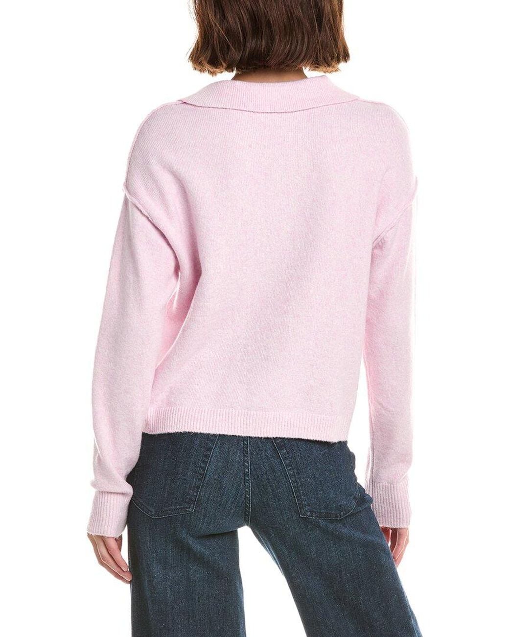 French Connection Pink Giselle Knit Collared Sweater