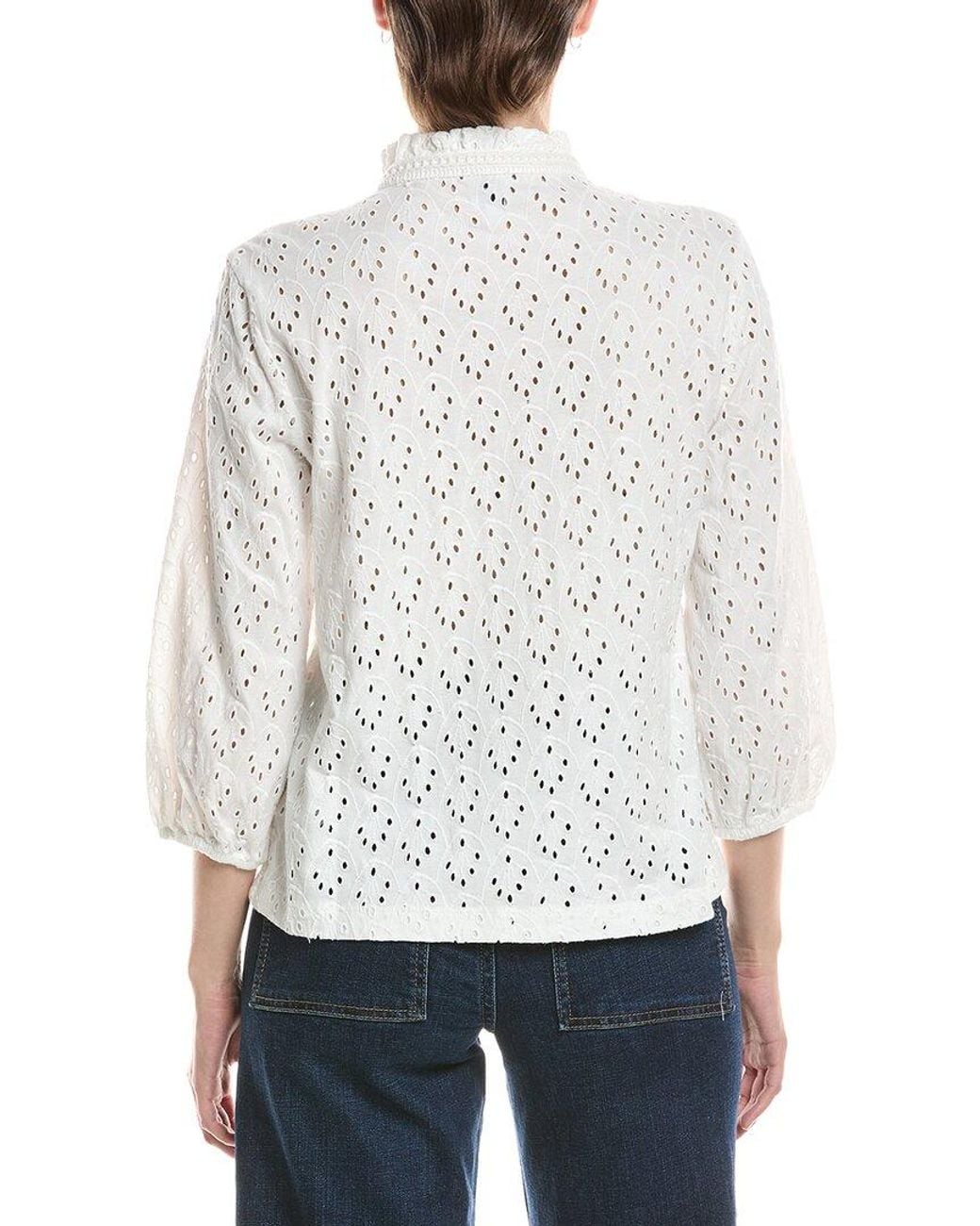 NIC+ZOE White Knit Eyelet Top