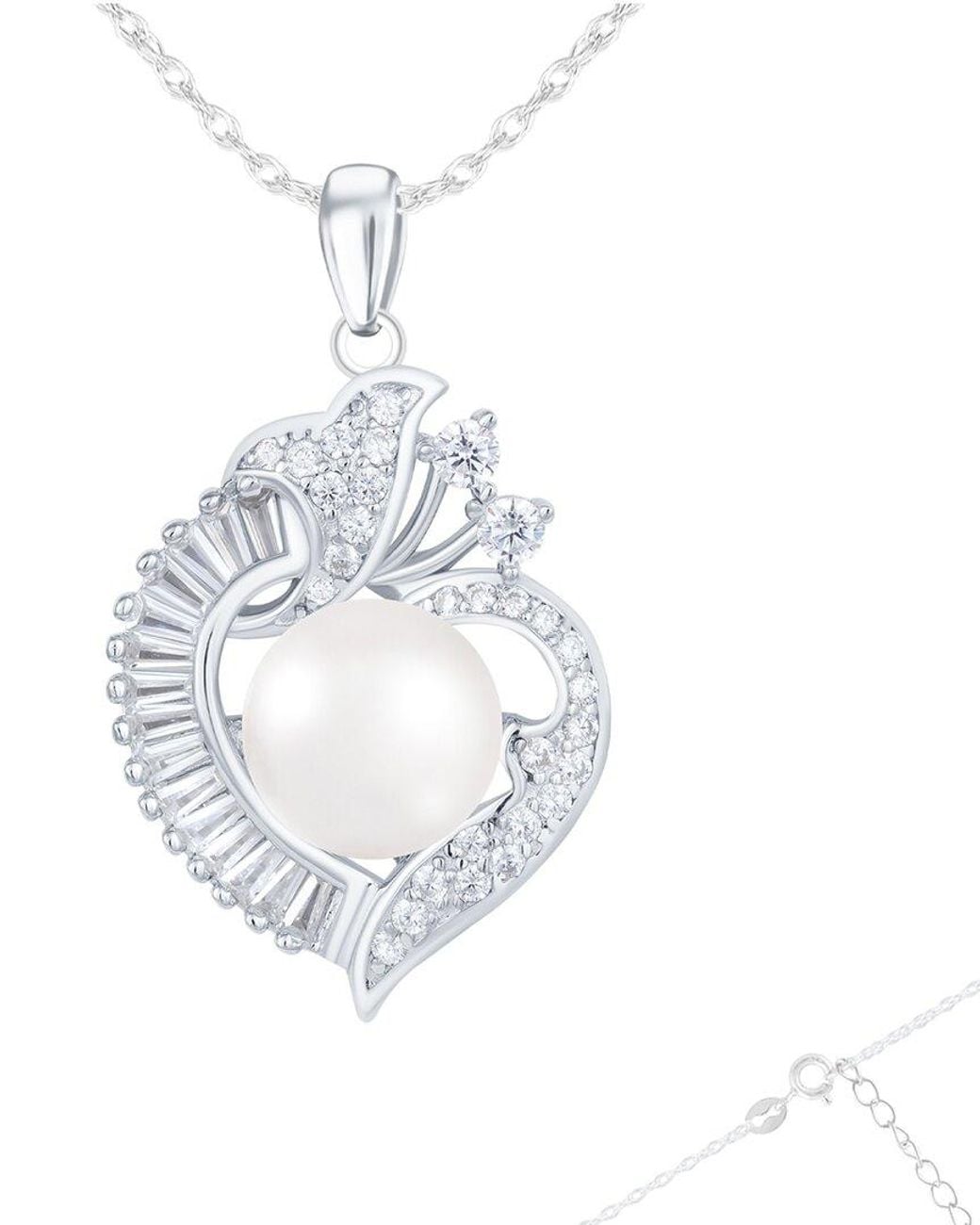 Splendid White 10Mm Pearl Cz Plated Pendant