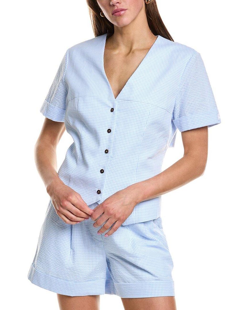 Rowing Blazers Blue Gingham Buckle Back Top