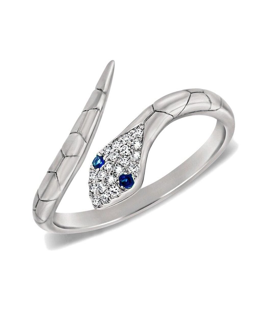 Sabrina Designs White 14K 0.08 Ct. Tw. Diamond & Sapphire Snake Ring