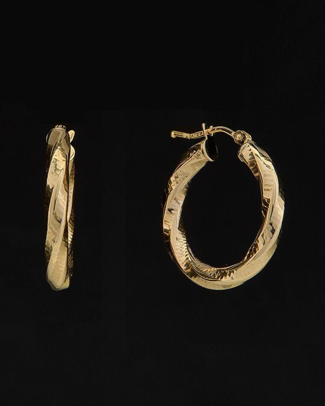 Italian Gold Black 14k Twist Hoops