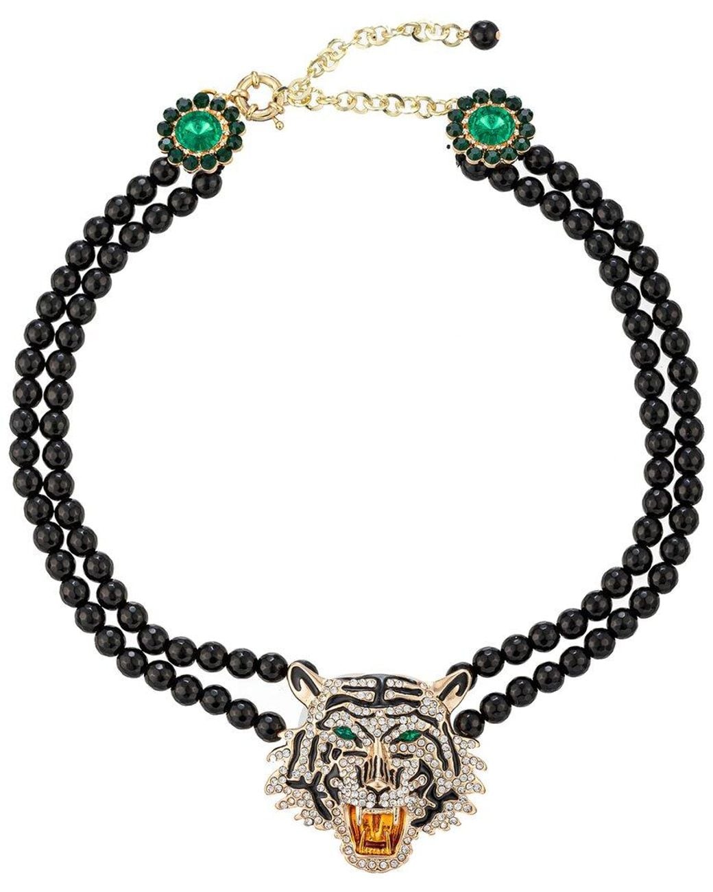 Eye Candy LA Black Agate Statement Necklace