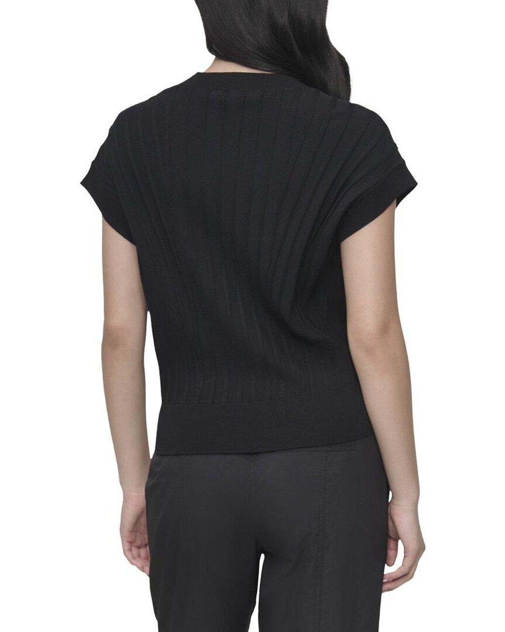 DKNY Black Rib V-Neck Sweater