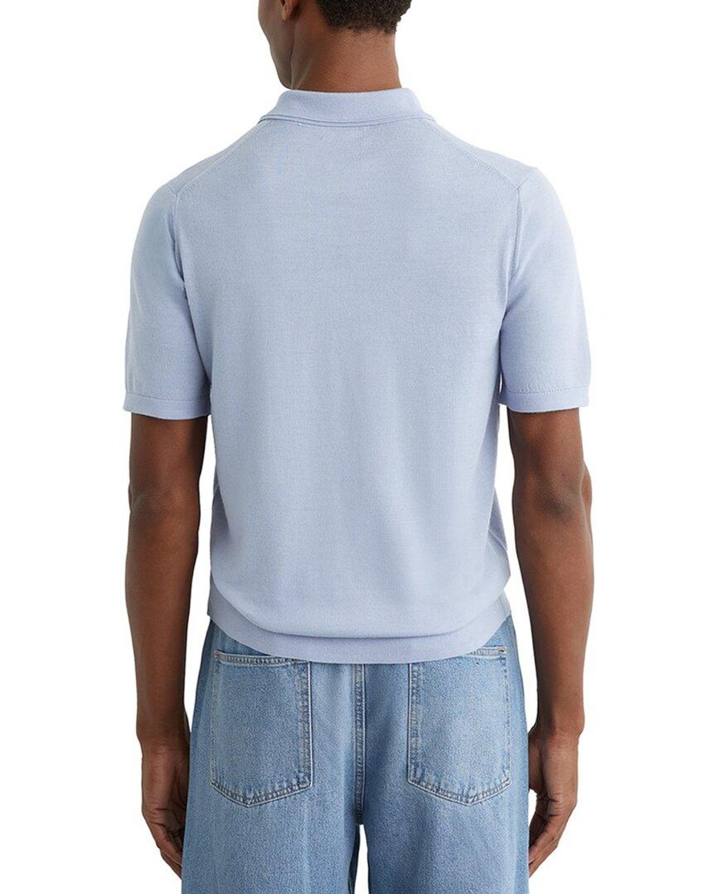 Reiss Blue Manor Half Button Meri Wool Sweater for men