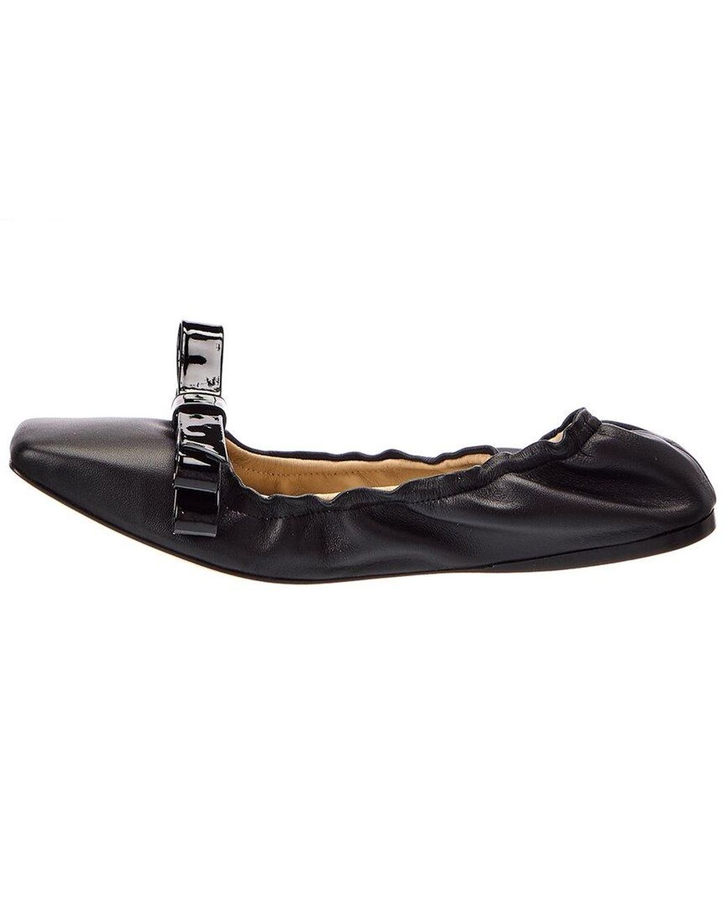 Jimmy Choo Black Adalee Leather Ballet Flat